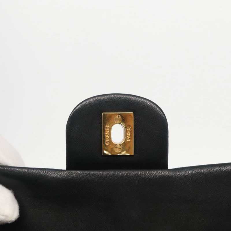 【日本直送】香奈兒 Matelasse 25 雙蓋鏈條包 羊皮 海軍藍 金色 CC 標誌 正品 158358SAV-19