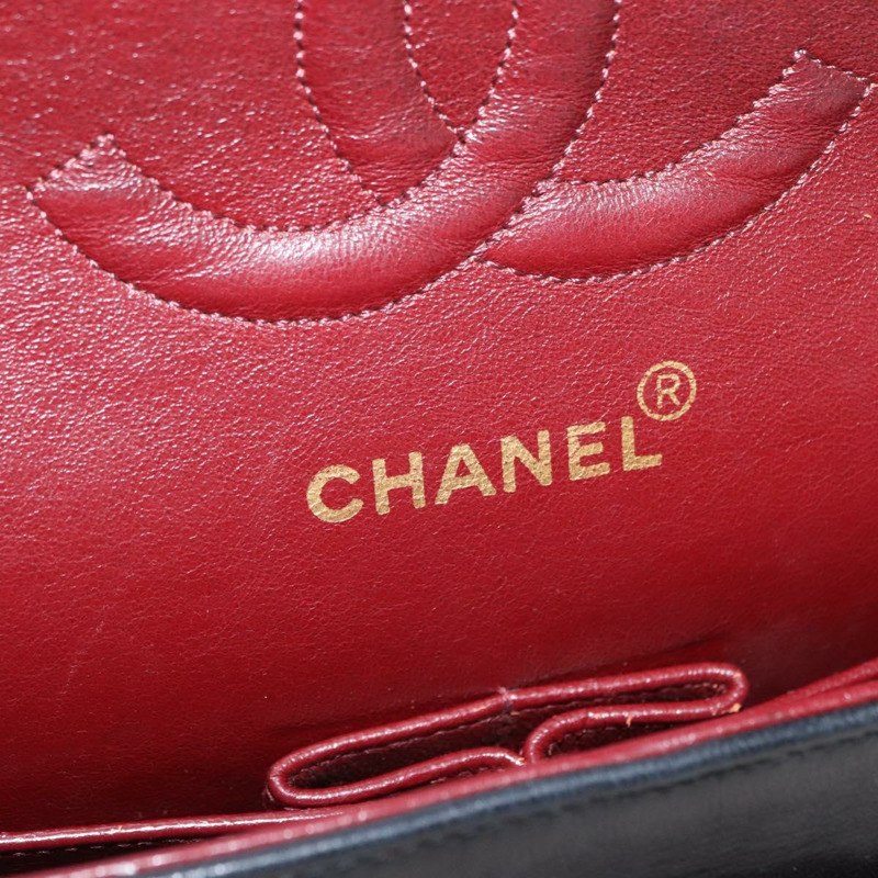 【日本直送】香奈兒 Matelasse 25 雙蓋鏈條包 羊皮 海軍藍 金色 CC 標誌 正品 158358SAV-22