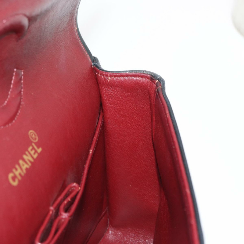 【日本直送】香奈兒 Matelasse 25 雙蓋鏈條包 羊皮 海軍藍 金色 CC 標誌 正品 158358SAV-23