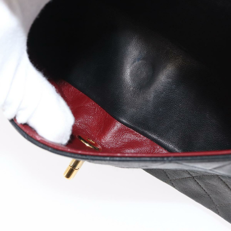 【日本直送】香奈兒 Matelasse 25 雙蓋鏈條包 羊皮 海軍藍 金色 CC 標誌 正品 158358SAV-27