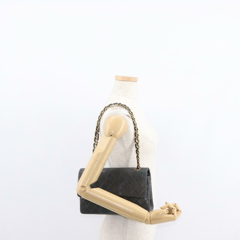 【日本直送】香奈兒 Matelasse 25 雙蓋鏈條包 羊皮 海軍藍 金色 CC 標誌 正品 158358SAV-28