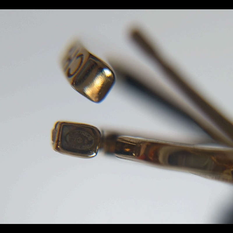 Chanel 淡金大C水鑽雙C耳環-10