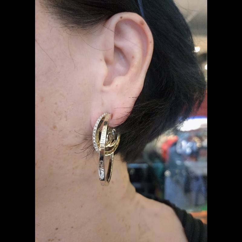 Chanel 淡金大C水鑽雙C耳環-11