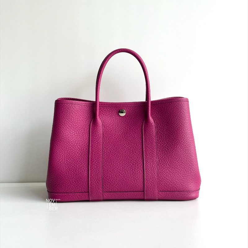 99新🆕 Hermès 愛馬仕 Garden Party 30 玫瑰紫銀釦-0