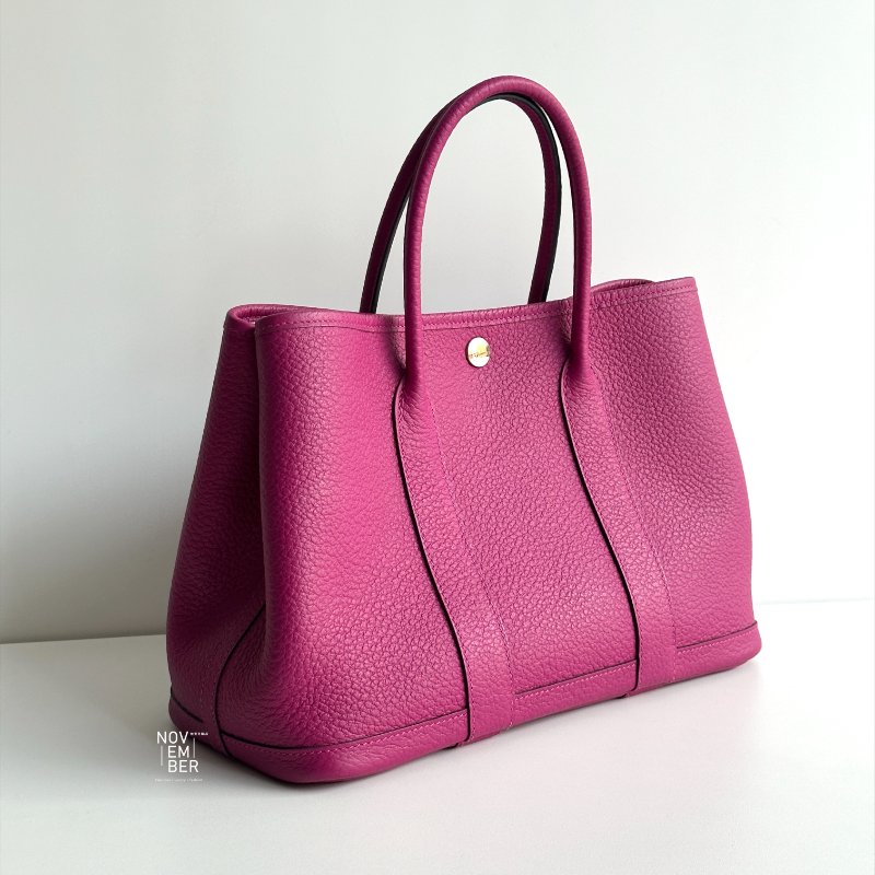 99新🆕 Hermès 愛馬仕 Garden Party 30 玫瑰紫銀釦-1