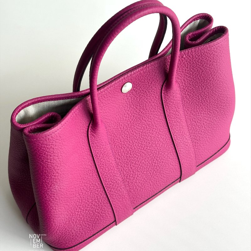 99新🆕 Hermès 愛馬仕 Garden Party 30 玫瑰紫銀釦-2