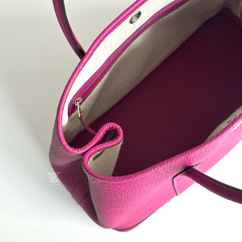 99新🆕 Hermès 愛馬仕 Garden Party 30 玫瑰紫銀釦-5