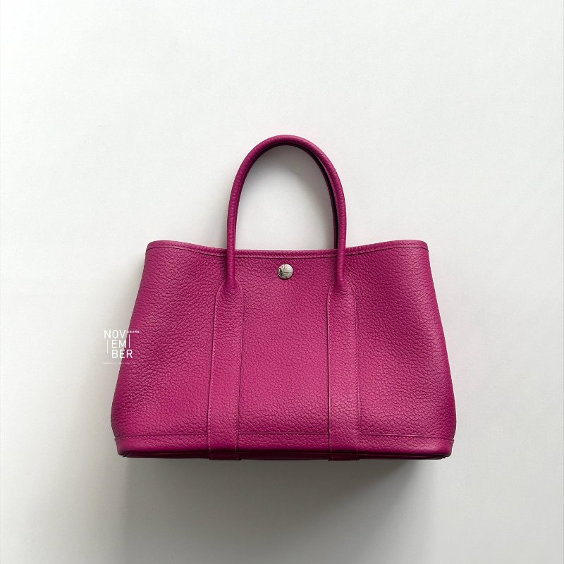 99新🆕 Hermès 愛馬仕 Garden Party 30 玫瑰紫銀釦-6