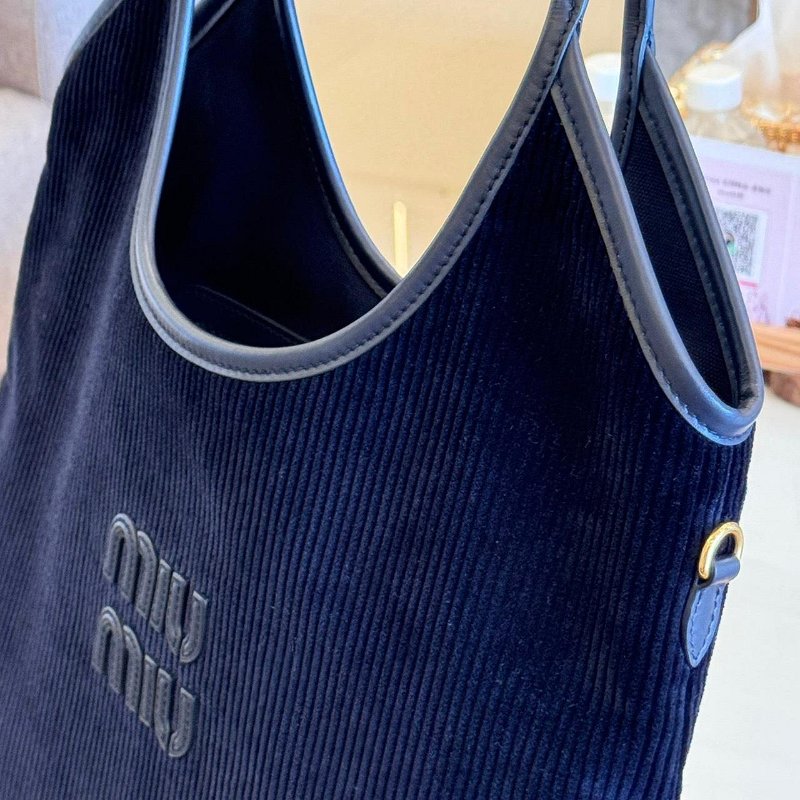 *SHIHNA名牌精品* Miu Miu 海軍藍燈芯絨Ivy 手提袋-2