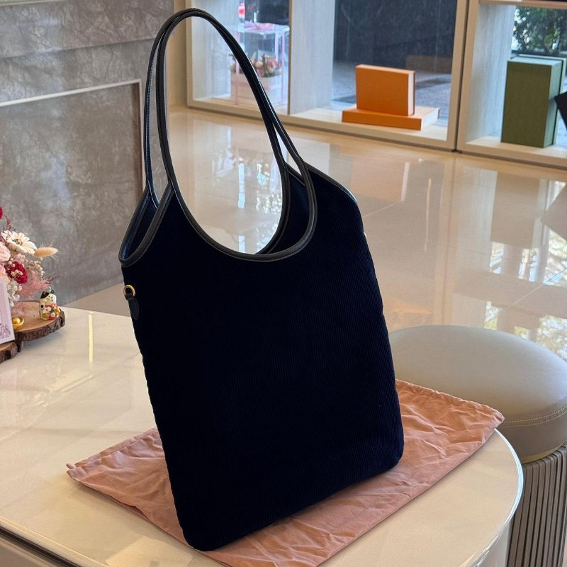 *SHIHNA名牌精品* Miu Miu 海軍藍燈芯絨Ivy 手提袋-3