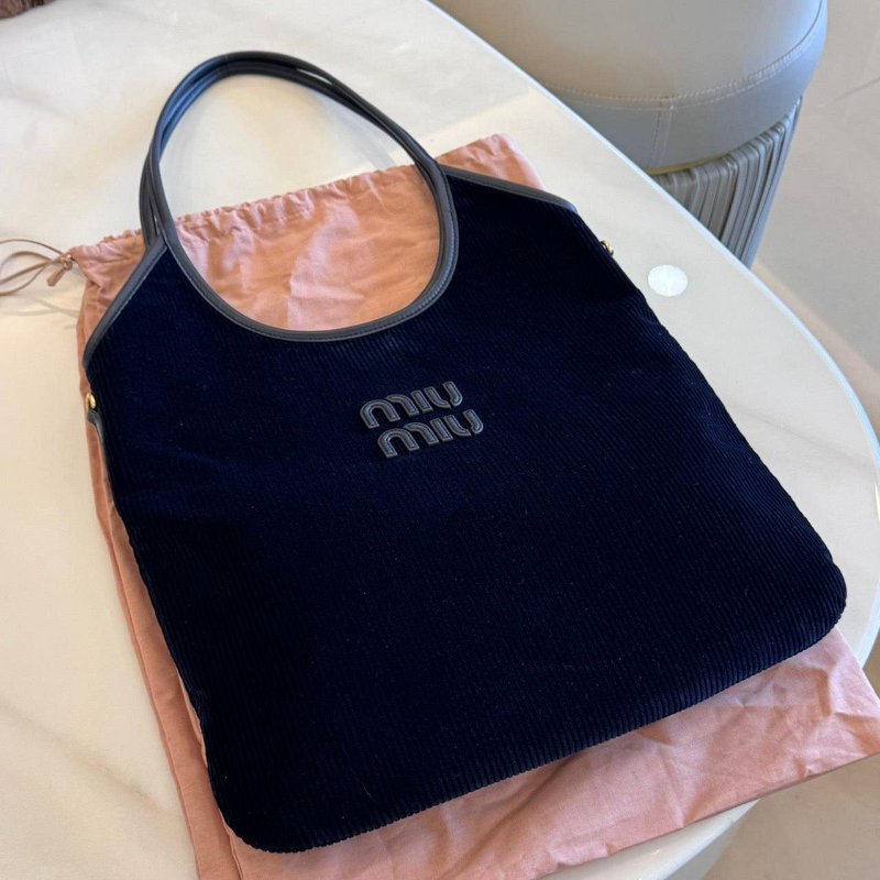 *SHIHNA名牌精品* Miu Miu 海軍藍燈芯絨Ivy 手提袋-6