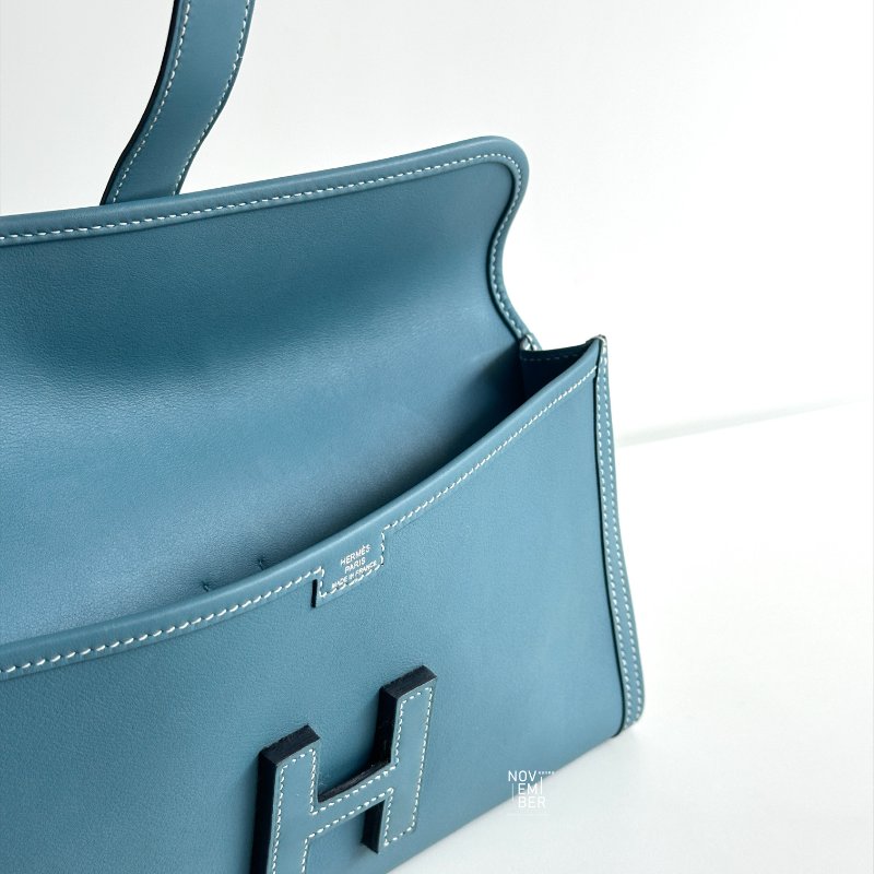 99新🆕 Hermès 愛馬仕 Jige 手拿包 牛仔藍-2