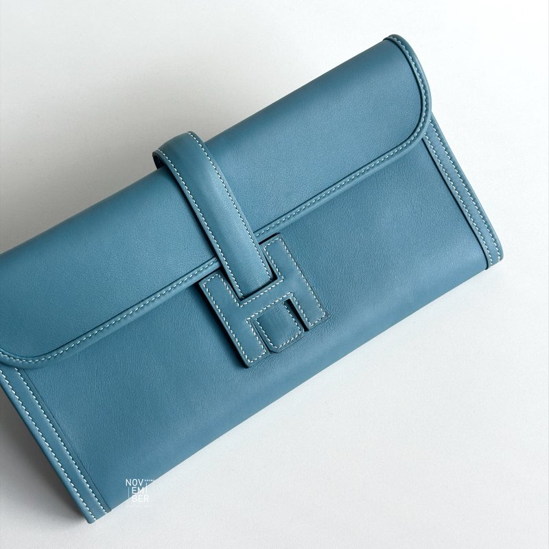 99新🆕 Hermès 愛馬仕 Jige 手拿包 牛仔藍-3