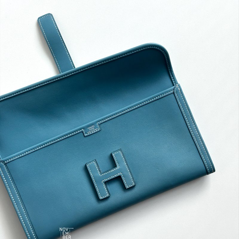 99新🆕 Hermès 愛馬仕 Jige 手拿包 牛仔藍-5