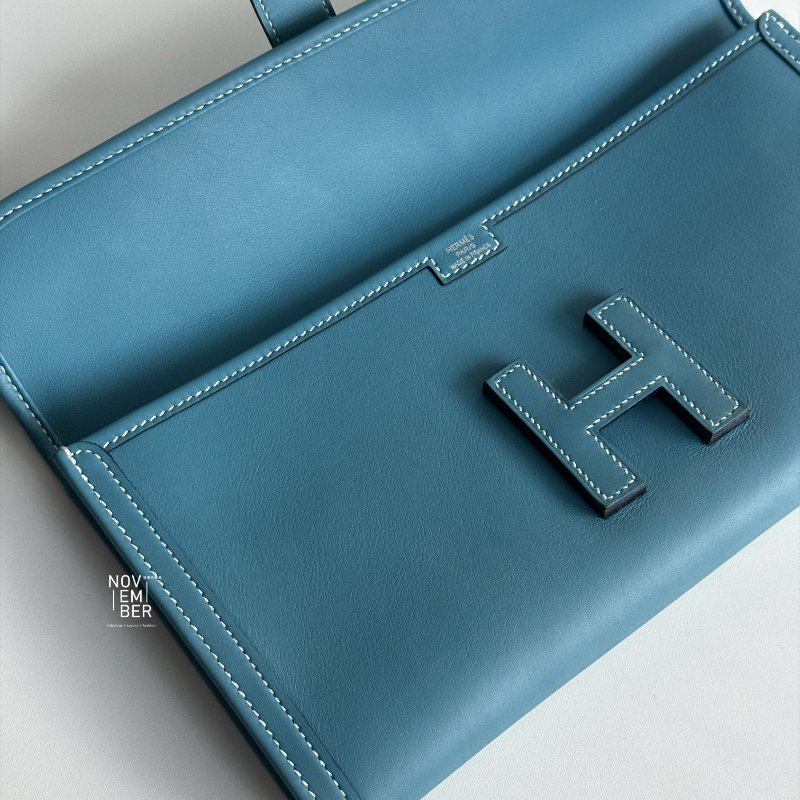 99新🆕 Hermès 愛馬仕 Jige 手拿包 牛仔藍-6