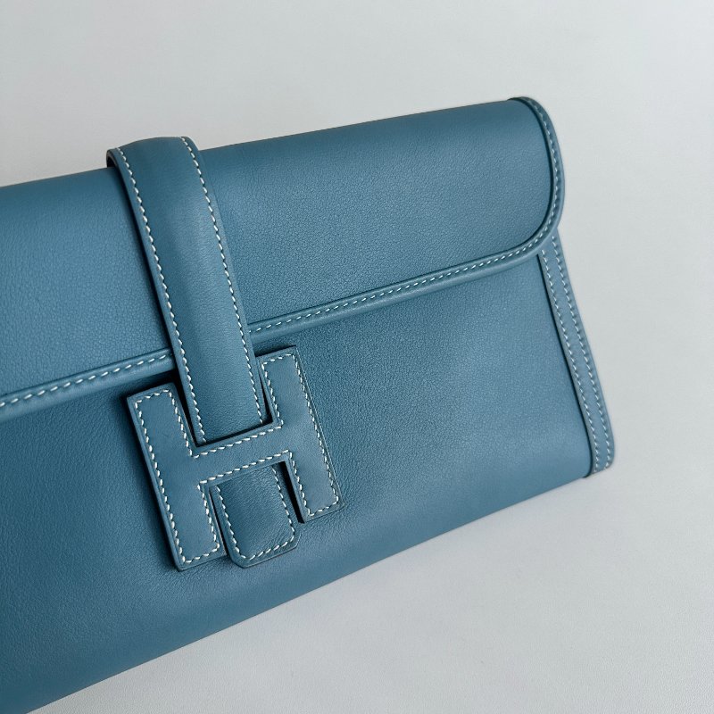 99新🆕 Hermès 愛馬仕 Jige 手拿包 牛仔藍-8