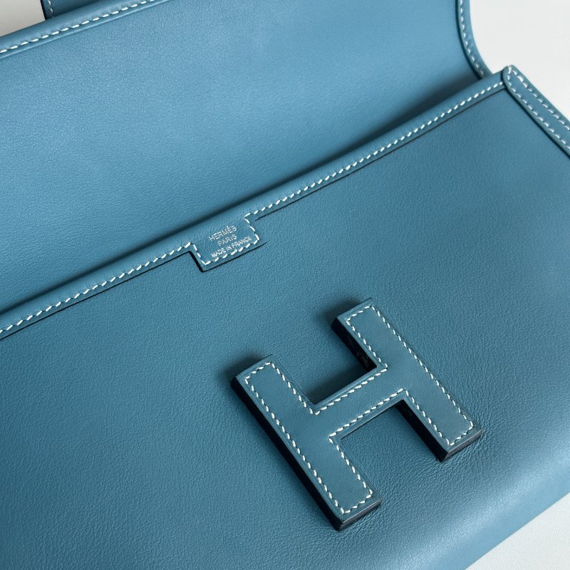 99新🆕 Hermès 愛馬仕 Jige 手拿包 牛仔藍-10