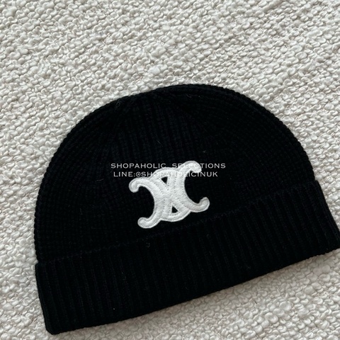 Celine凱旋門cashmere毛帽one size黑色