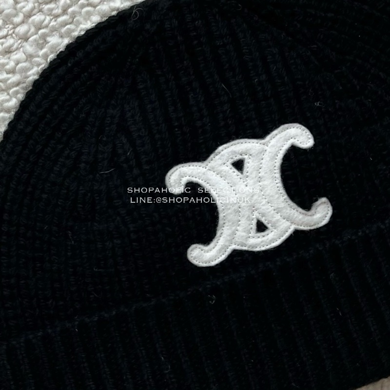 Celine凱旋門cashmere毛帽one size黑色-1