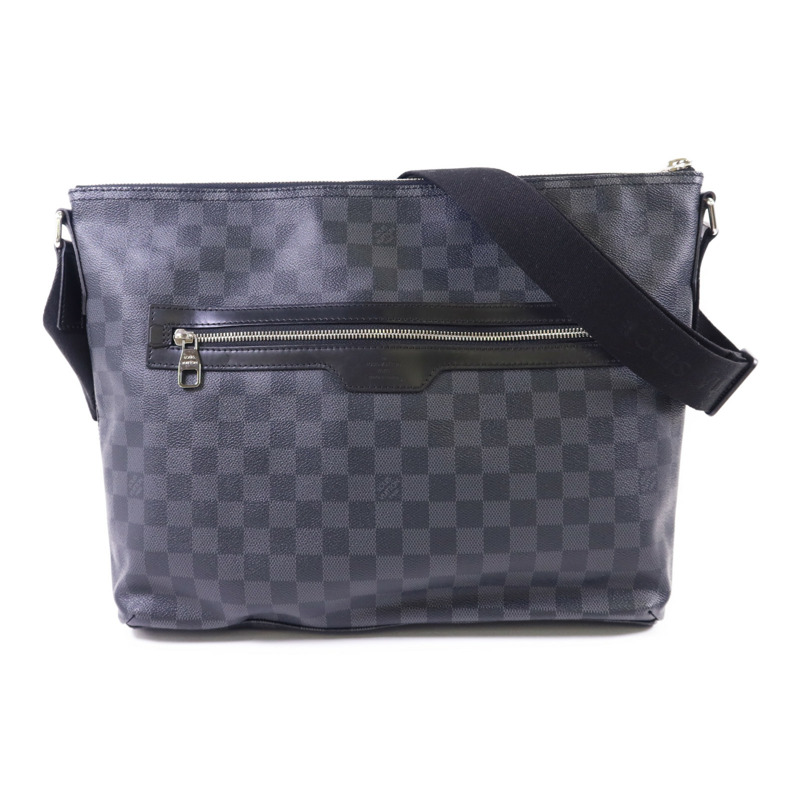 LOUIS VUITTON Damier Graphite Mick MM銀扣肩背袋N41106-0