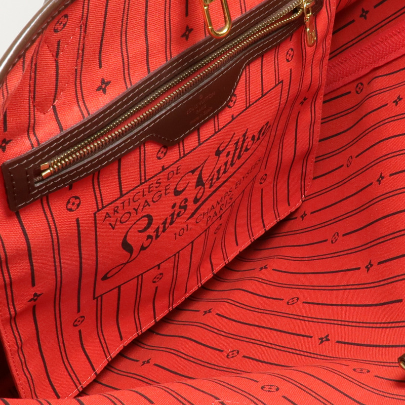 LOUIS VUITTON Damier Neverfull MM金扣手挽袋/肩背袋-4