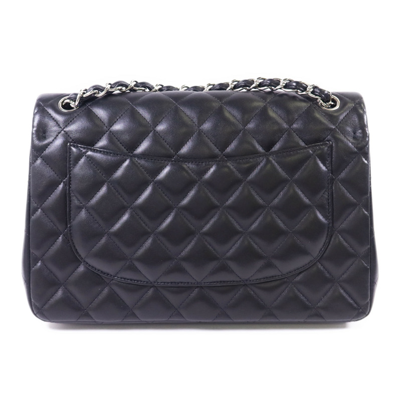 CHANEL 羊皮皮革Large Classic銀扣鏈帶手挽肩背兩用袋-1