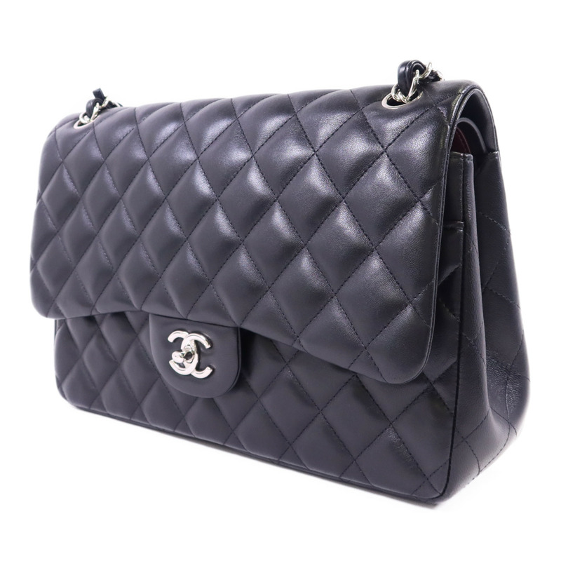 CHANEL 羊皮皮革Large Classic銀扣鏈帶手挽肩背兩用袋-2