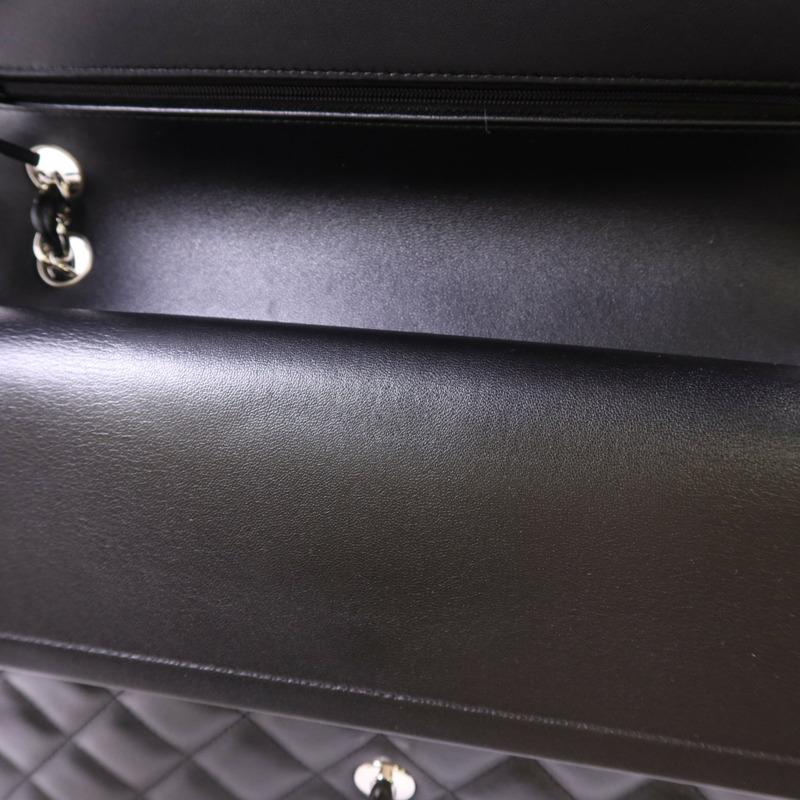 CHANEL 羊皮皮革Large Classic銀扣鏈帶手挽肩背兩用袋-16