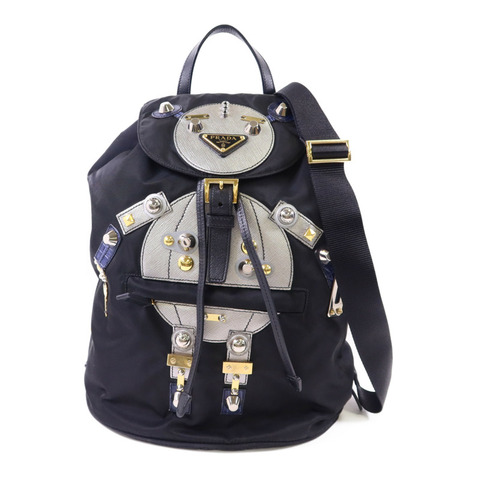 PRADA 尼龍Robot Rucksack銀扣背包1BZ032