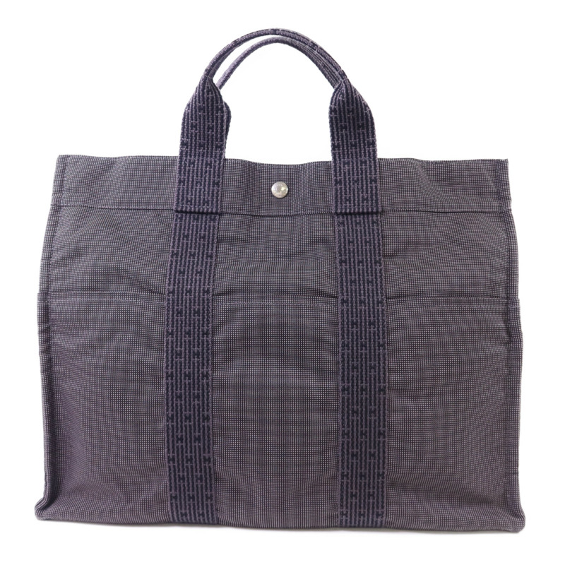 HERMES 帆布Fourre Tout Tote MM銀扣手挽袋-0
