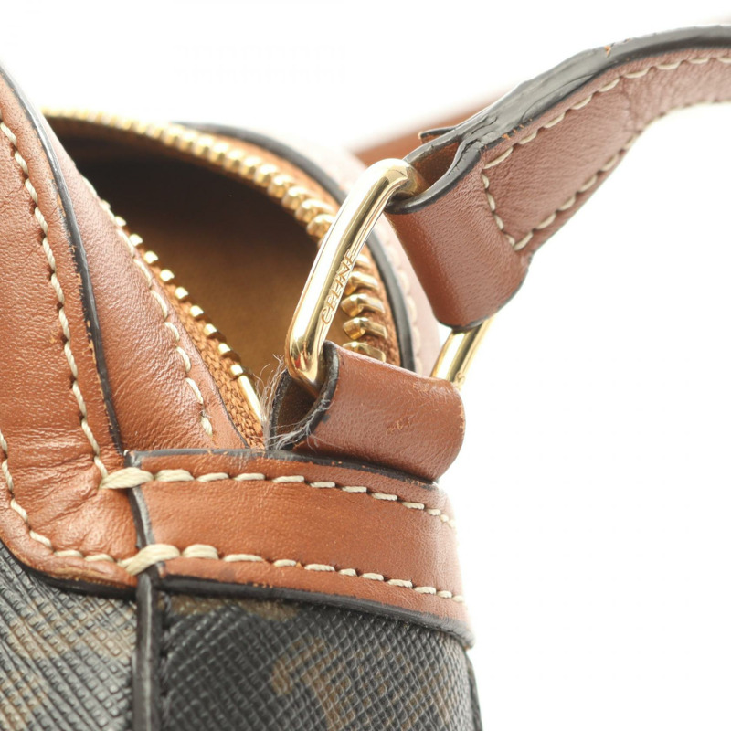 CELINE 小號 Triomphe 相機包/單肩包，PVC 塗層帆布皮革，黑色、棕色、白色，二手女款-6