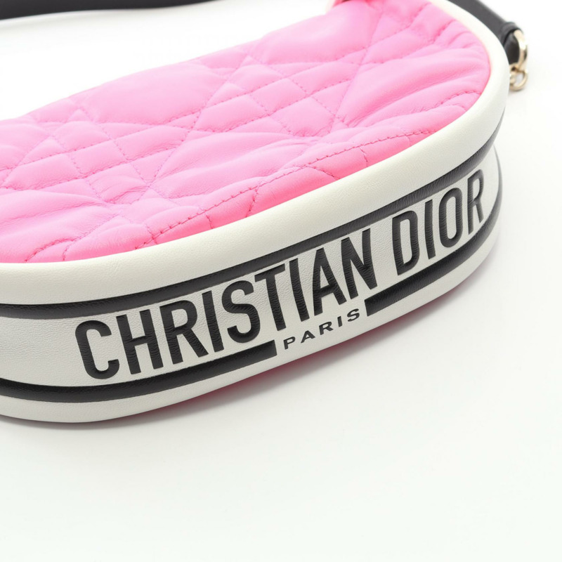 Dior VIBE Hobo Cannage 單肩包 M7200ONOA 皮革 粉紅色 白色 二手 女士-4