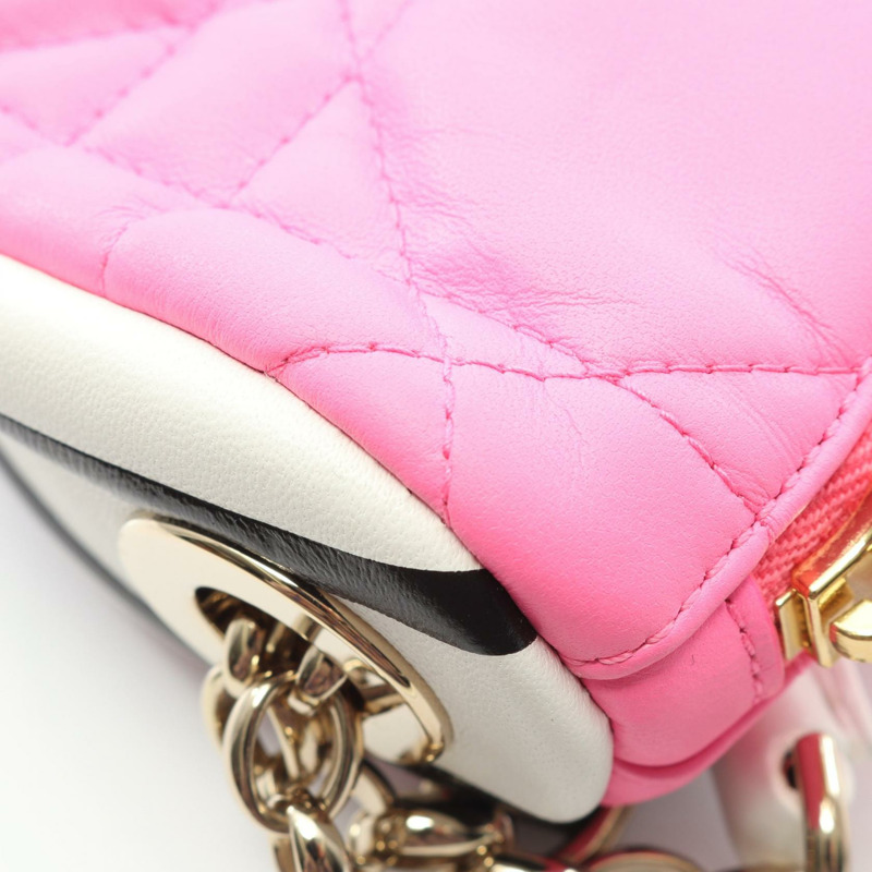 Dior VIBE Hobo Cannage 單肩包 M7200ONOA 皮革 粉紅色 白色 二手 女士-5