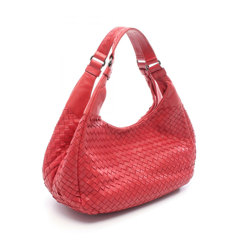 BOTTEGA VENETA 中 Campana Intrecciato 皮革單肩包 紅色 二手 女士-1