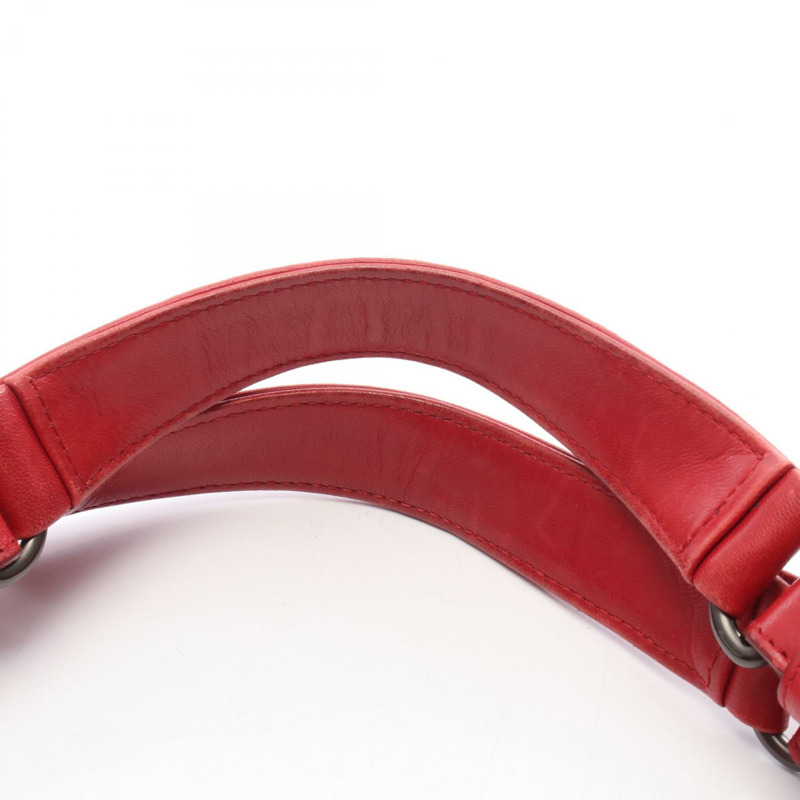 BOTTEGA VENETA 中 Campana Intrecciato 皮革單肩包 紅色 二手 女士-7