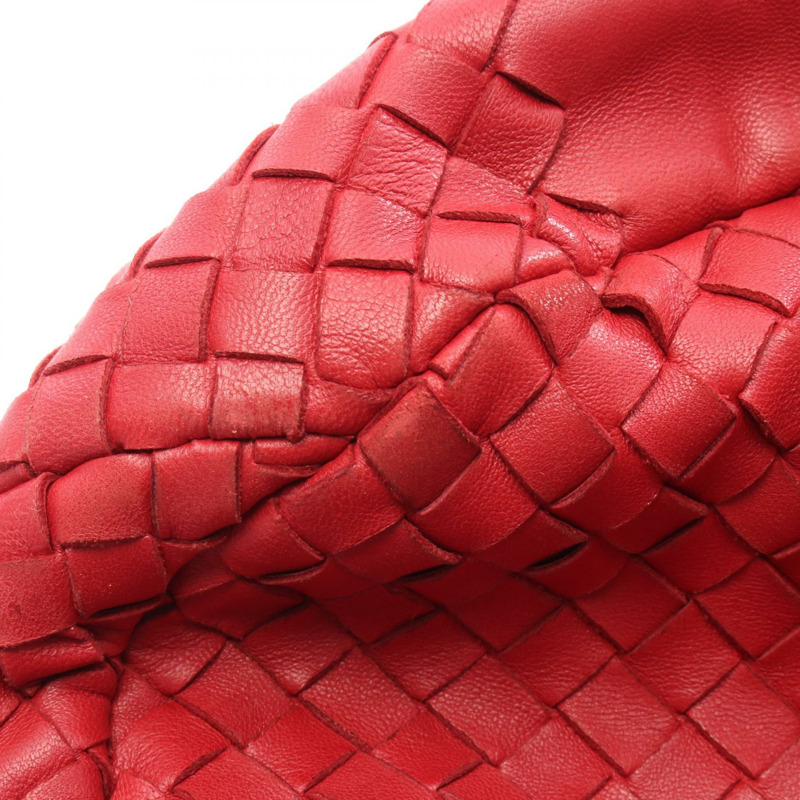BOTTEGA VENETA 中 Campana Intrecciato 皮革單肩包 紅色 二手 女士-8
