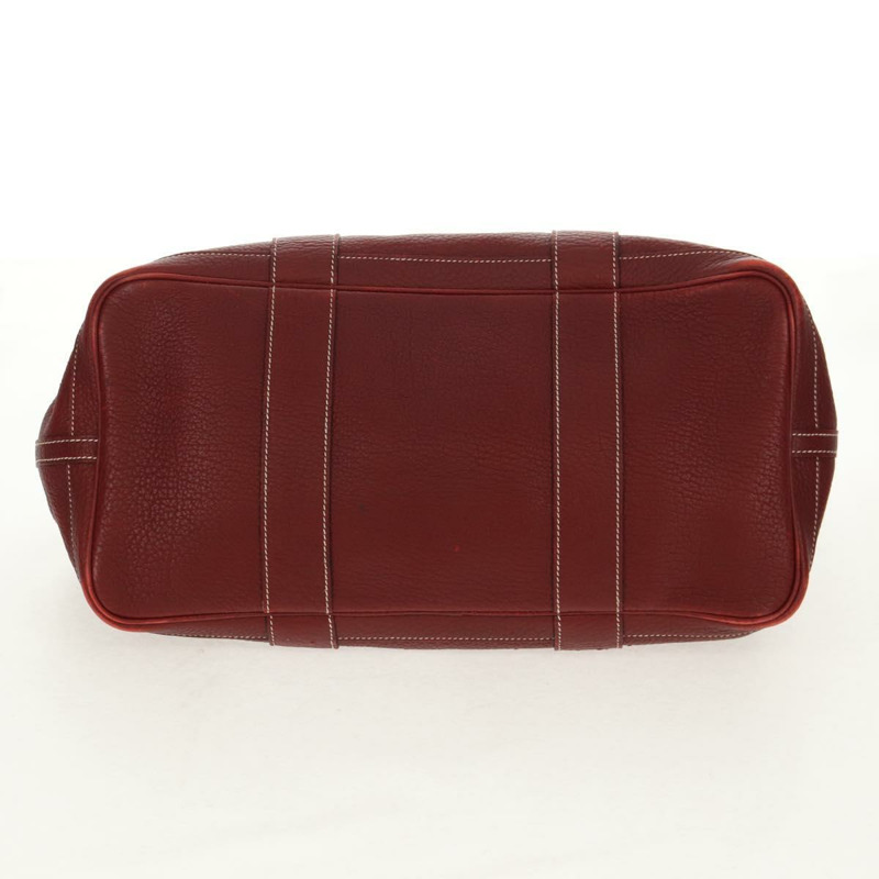 【日本直送】愛馬仕 Garden Party PM 手提包，酒紅色，銀色皮革，正品，貨號 153742V-4