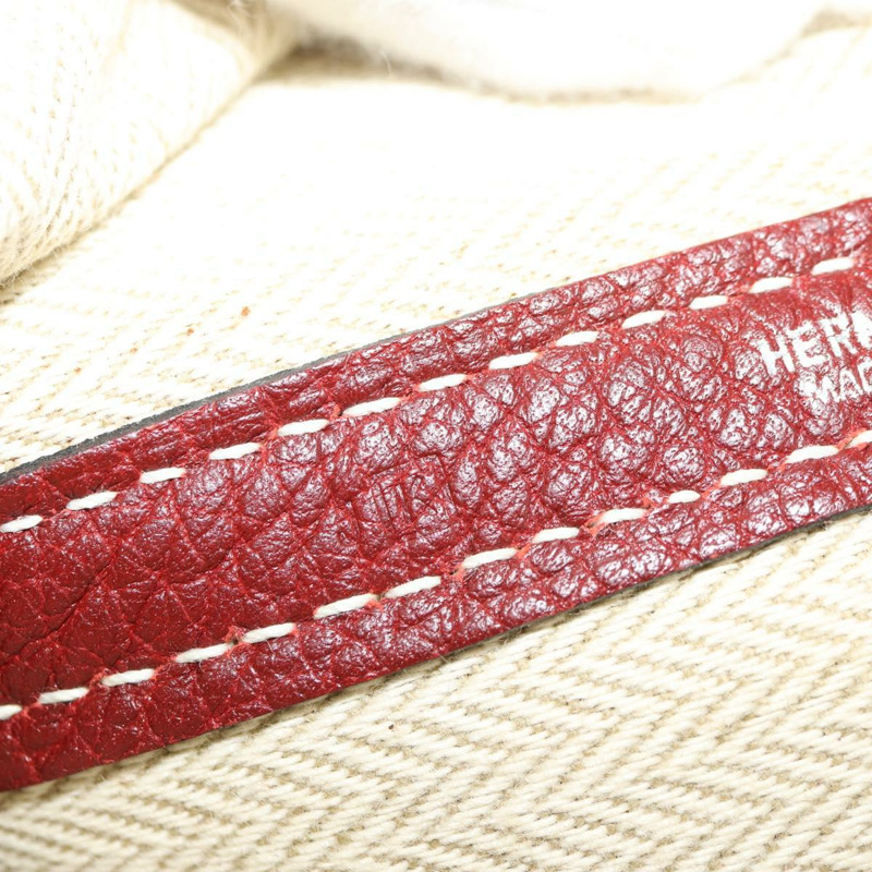 【日本直送】愛馬仕 Garden Party PM 手提包，酒紅色，銀色皮革，正品，貨號 153742V-10