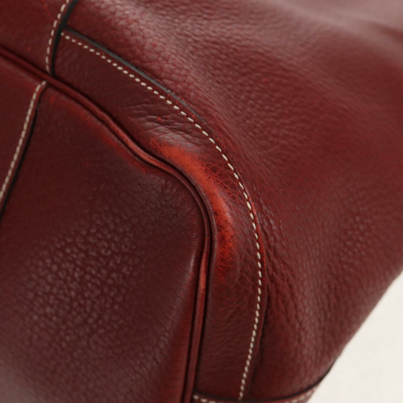 【日本直送】愛馬仕 Garden Party PM 手提包，酒紅色，銀色皮革，正品，貨號 153742V-13