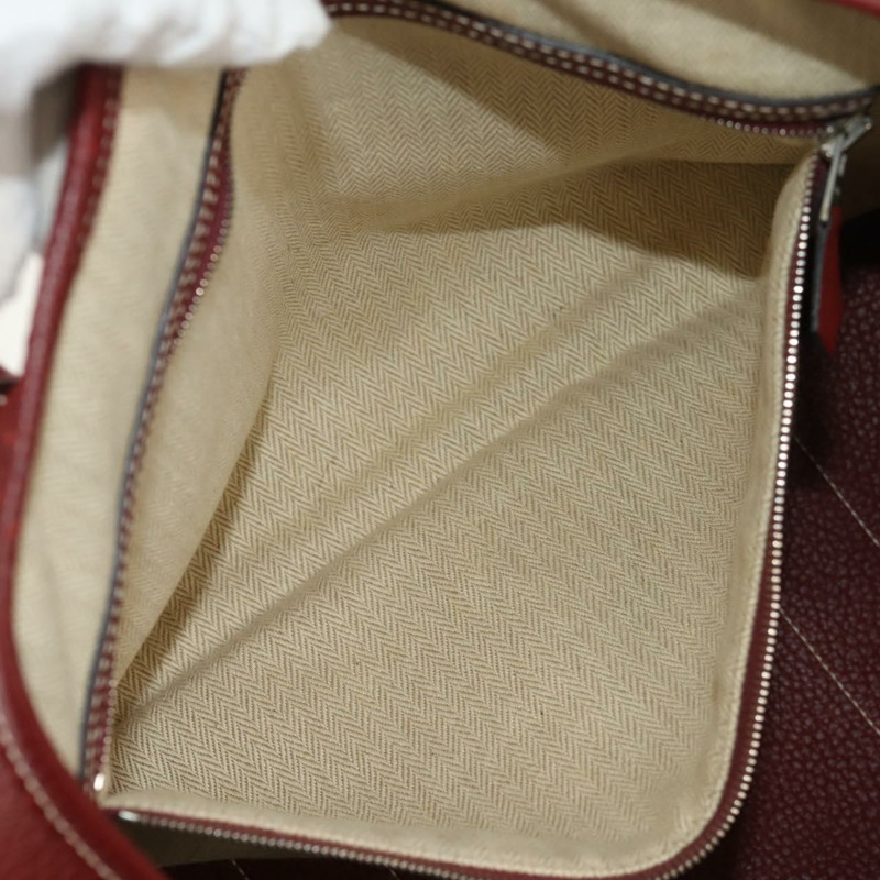 【日本直送】愛馬仕 Garden Party PM 手提包，酒紅色，銀色皮革，正品，貨號 153742V-20