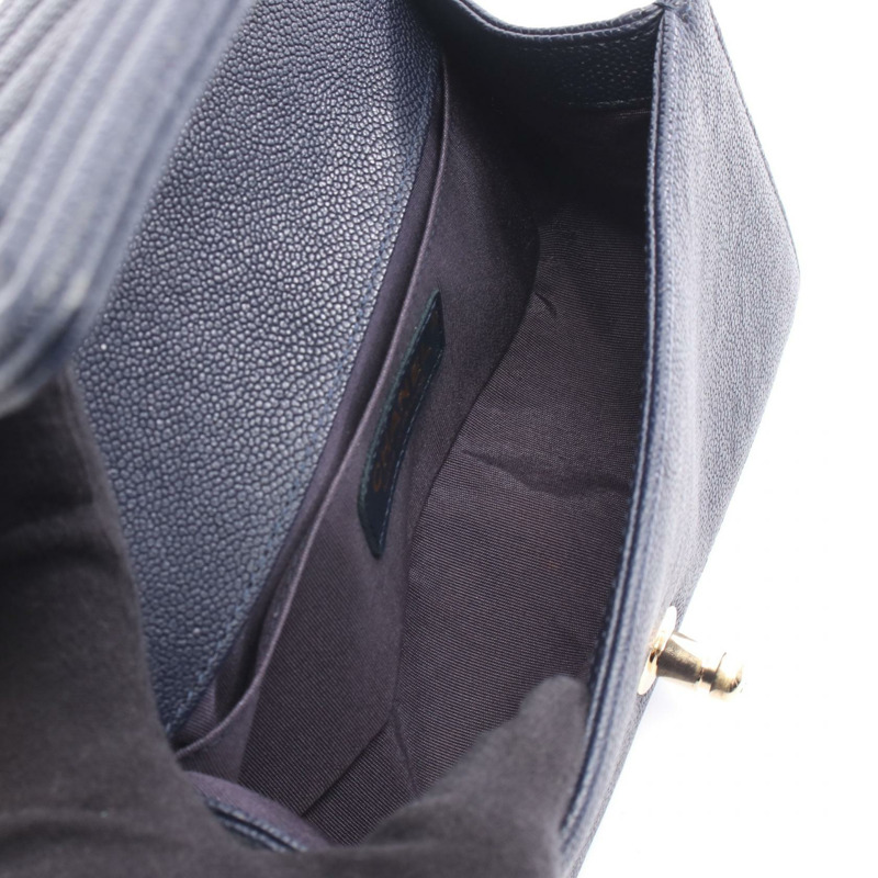 香奈兒 Boy Chanel 小號單肩手提包 A67085 小牛皮 海軍藍 金色五金 二手 女士-2