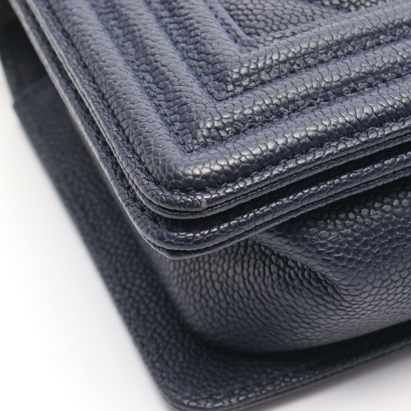 香奈兒 Boy Chanel 小號單肩手提包 A67085 小牛皮 海軍藍 金色五金 二手 女士-6