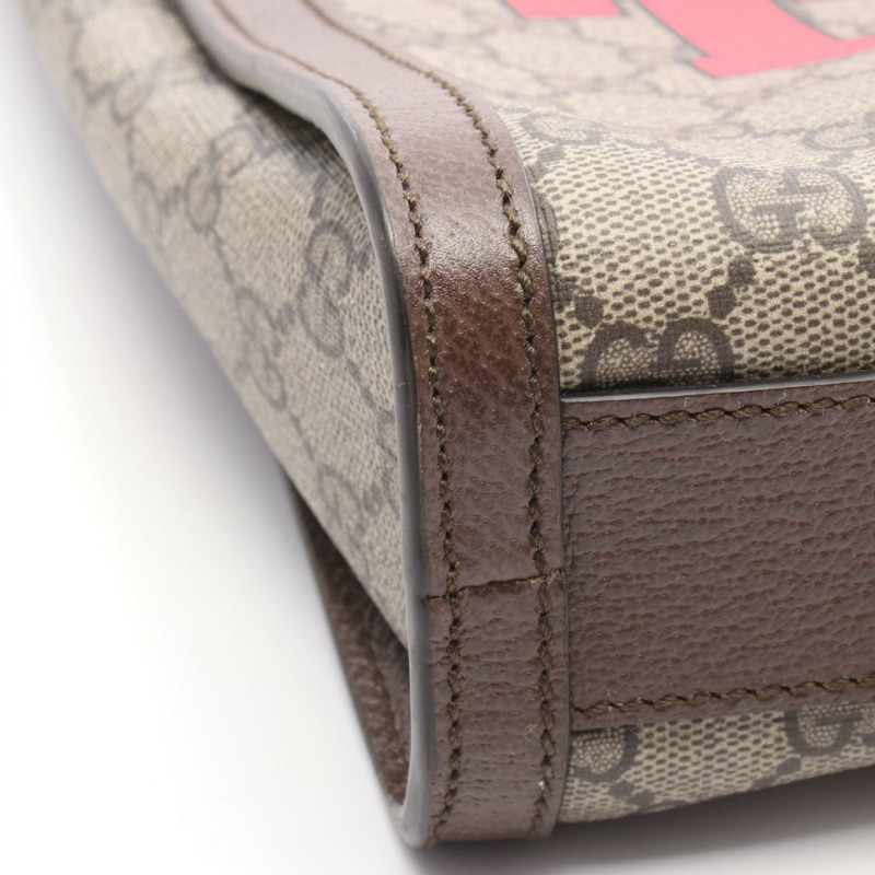 GUCCI GG Supreme 兩用斜背包 688497 帆布皮革 米色 棕色 多色-4