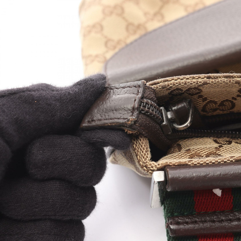 GUCCI GG帆布雪莉線單肩包 256100 帆布皮革 米色 棕色 多色-9