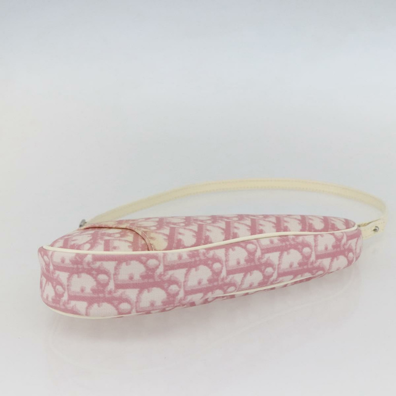 【日本直送】Christian Dior Trotter帆布馬鞍肩背包 PVC粉紅銀色 正品 156986V-4
