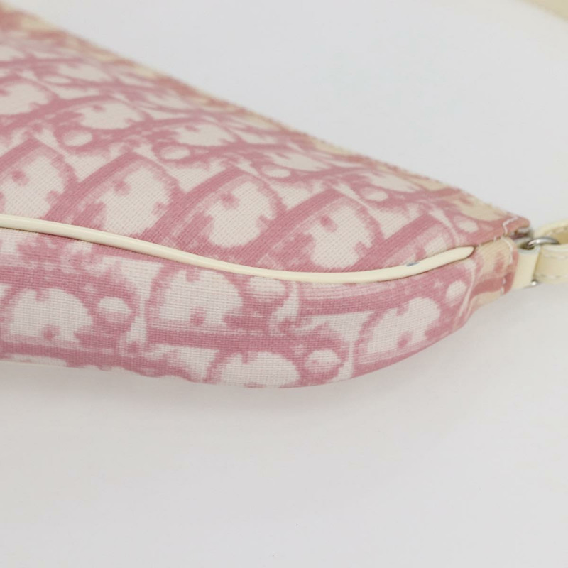 【日本直送】Christian Dior Trotter帆布馬鞍肩背包 PVC粉紅銀色 正品 156986V-13