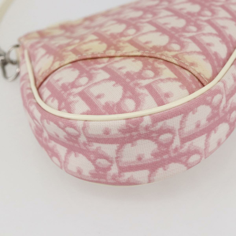 【日本直送】Christian Dior Trotter帆布馬鞍肩背包 PVC粉紅銀色 正品 156986V-14