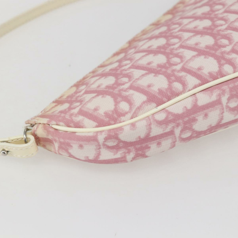 【日本直送】Christian Dior Trotter帆布馬鞍肩背包 PVC粉紅銀色 正品 156986V-16