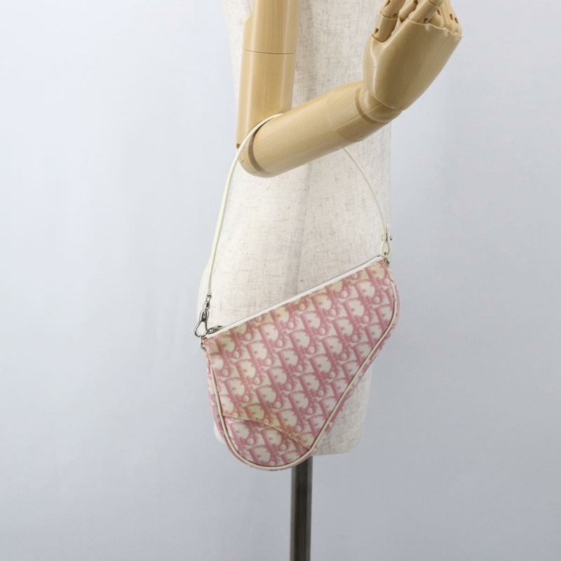 【日本直送】Christian Dior Trotter帆布馬鞍肩背包 PVC粉紅銀色 正品 156986V-20