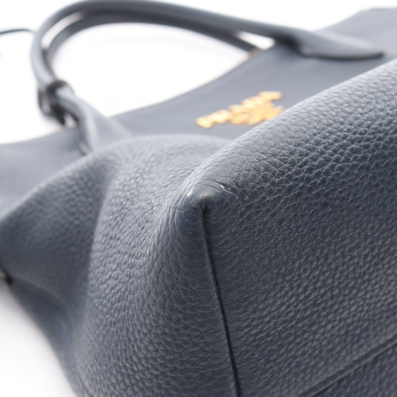 PRADA VIT DAINO 兩用斜背包/單肩包 1BA157 皮革 海軍藍 二手 女士-8